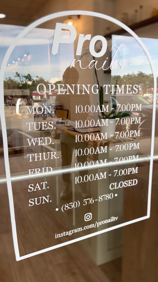 Business Hours Door Lettering