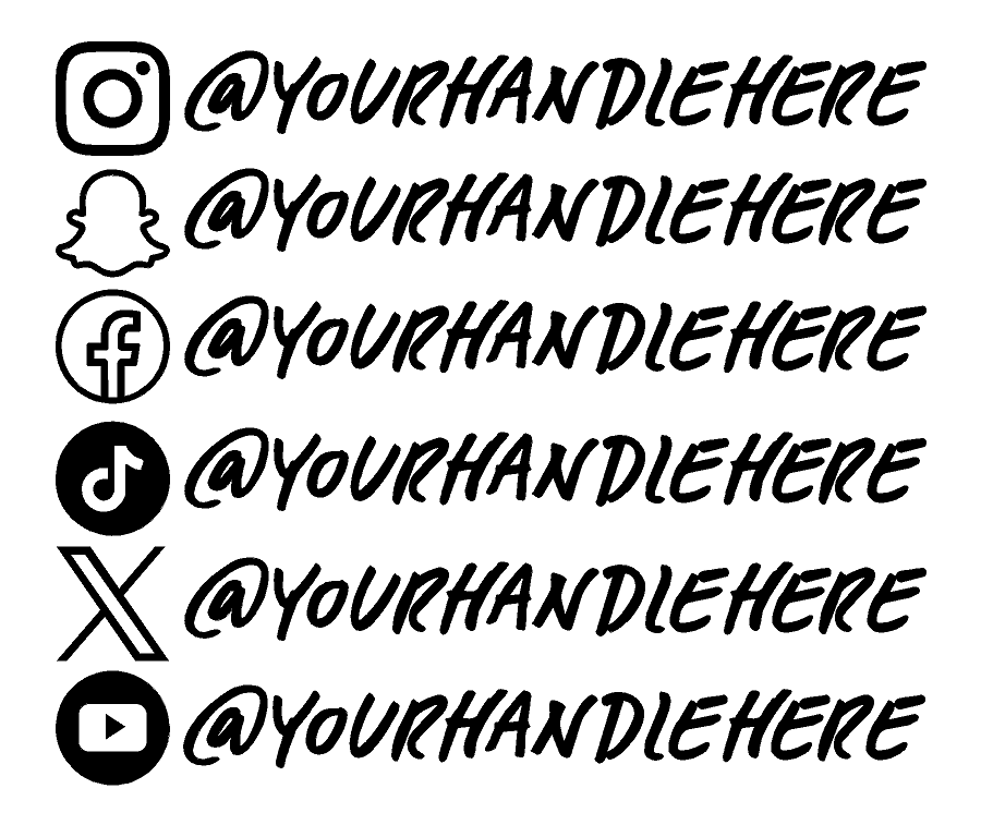 Social Media Handle Car Decal - 2 COUNT