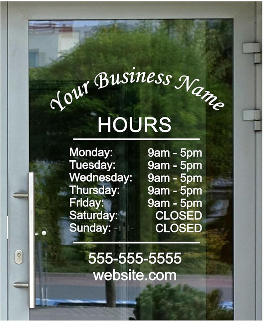 Business Hours Door Lettering